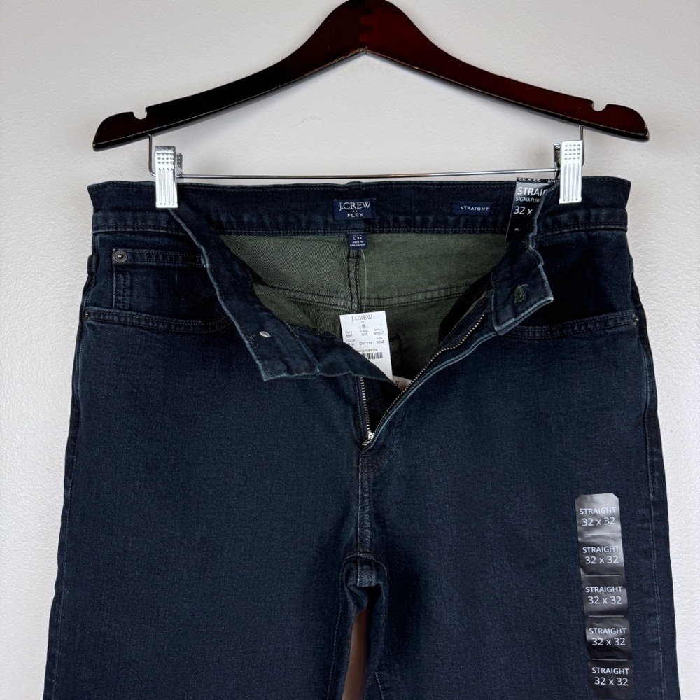 J. Crew Men's Straight Fit Jeans Signature Flex Dark Blue Size 32x32 NWT - Picture 6 of 8